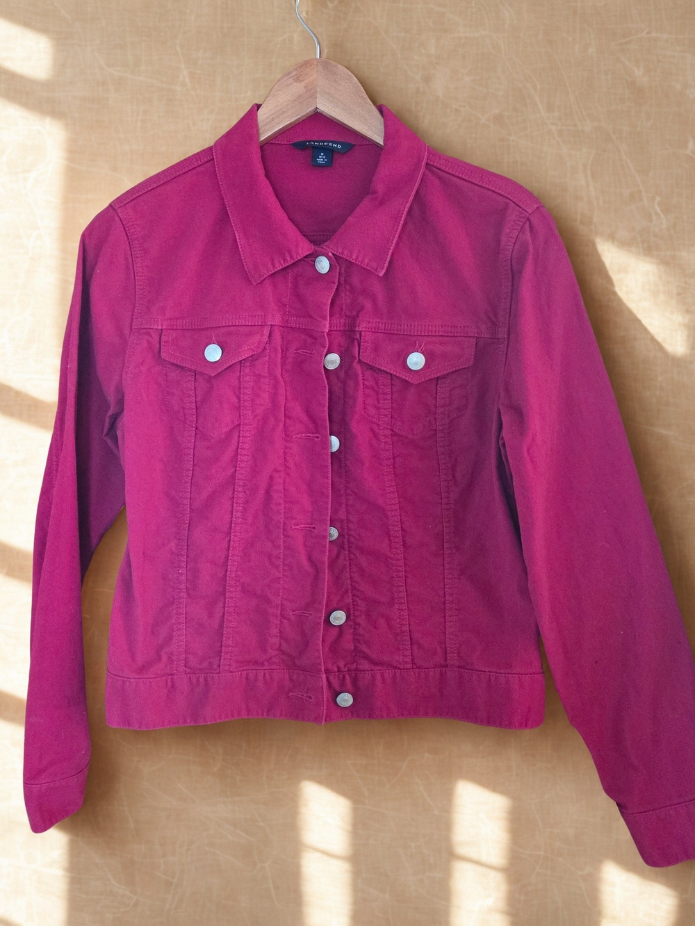 Land's End Fuschia Brushed Cotton Jean Jacket